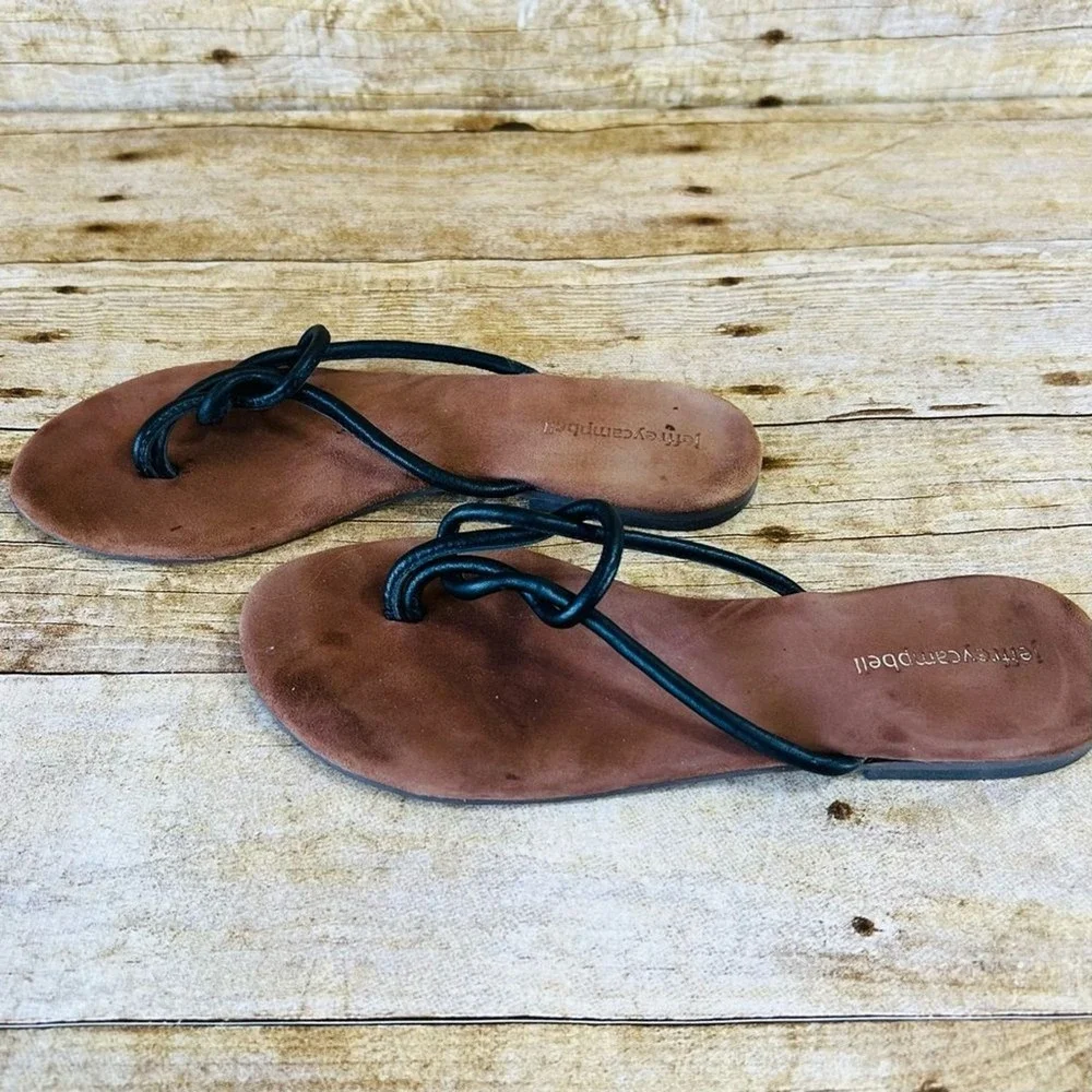 Jeffrey Campbell Womens Black Knotted Leather‎ Thong Sandals Brown Size 6/37